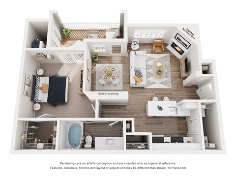 Floor plan for 1 bed, 1 bath, 796 sqft